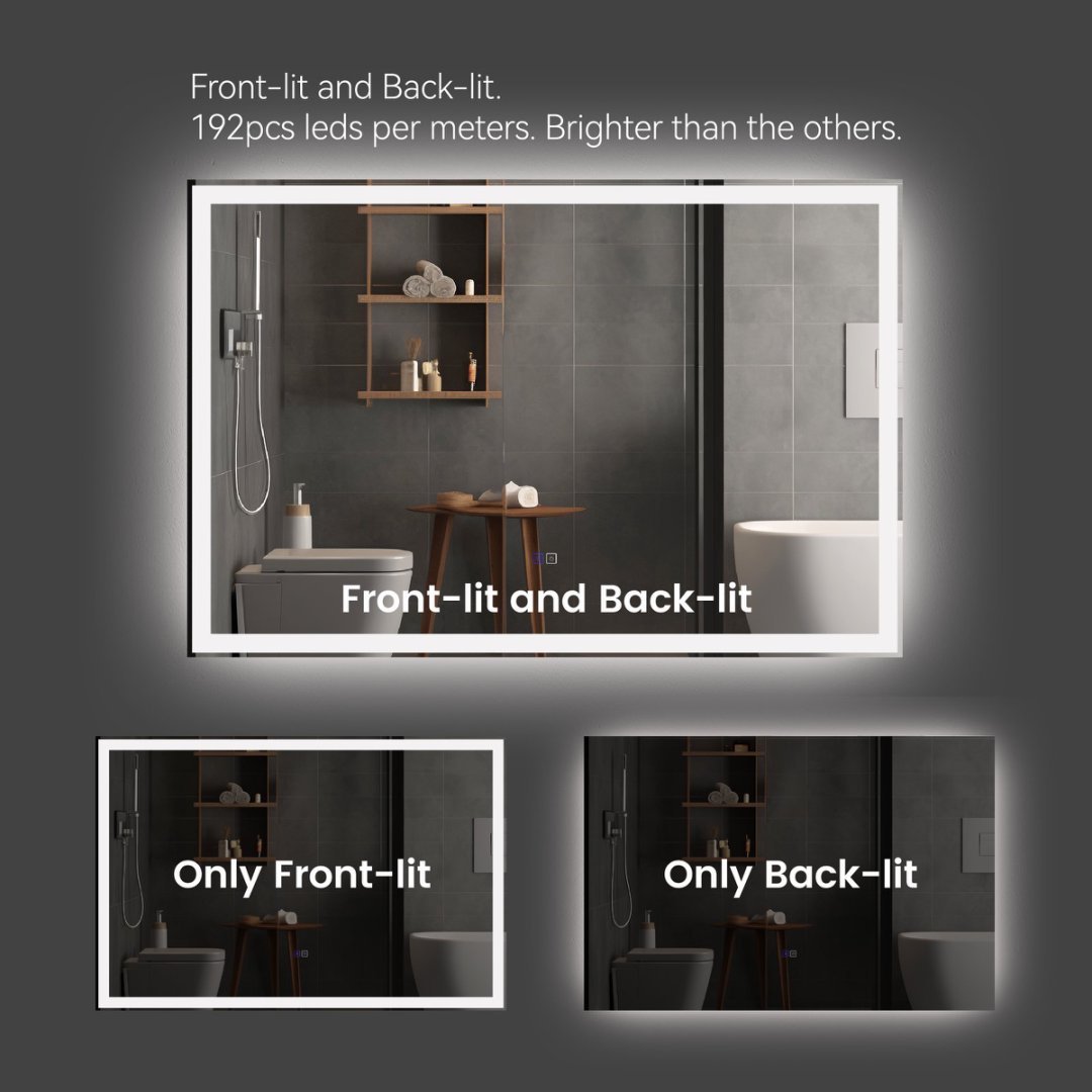 Modern LED Smart Mirror Bathroom Mirror, Front Lit & Back Lit With 3 Color Adjustable, Memory Function, Anti-Fog, Time Mode Control - Image 6