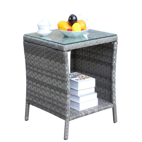 Outdoor Patio Furniture 1 Coffee Table With Clear Tempered Glass - Image 2