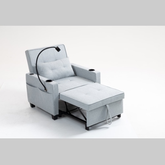 Futon Chair Bed Convertible Chair 3-in-1 Pull Out Sleeper Chair Beds With USB Ports,Wear-resistant And Anti-scratch, Armchair Bed Sleeper For Living Room,Grey. - Image 10