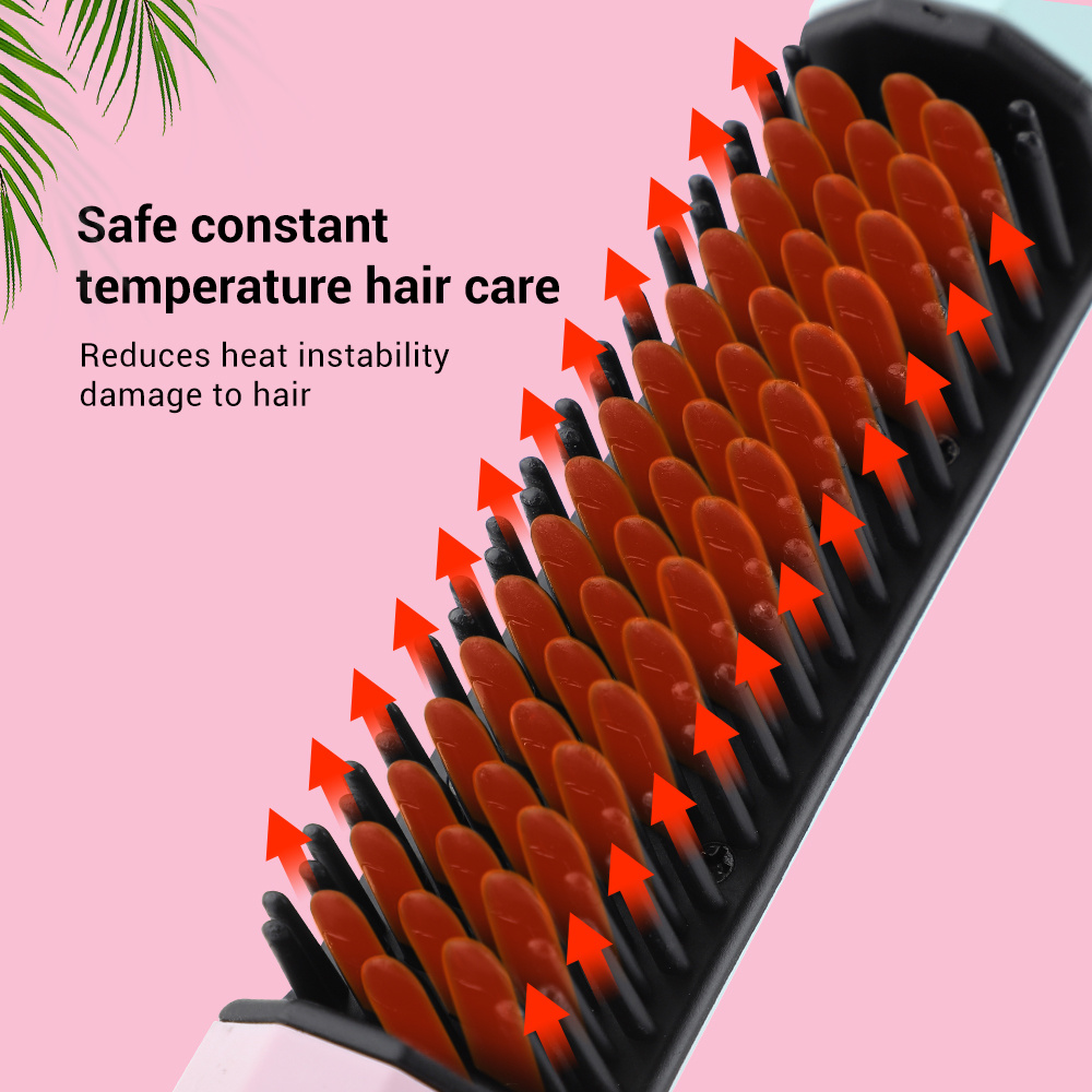 Straightening Comb Rechargeable Hair Wireless Straightener Curler Curling Straighten Dual-purpose Travel Portable USB Charging - Image 3