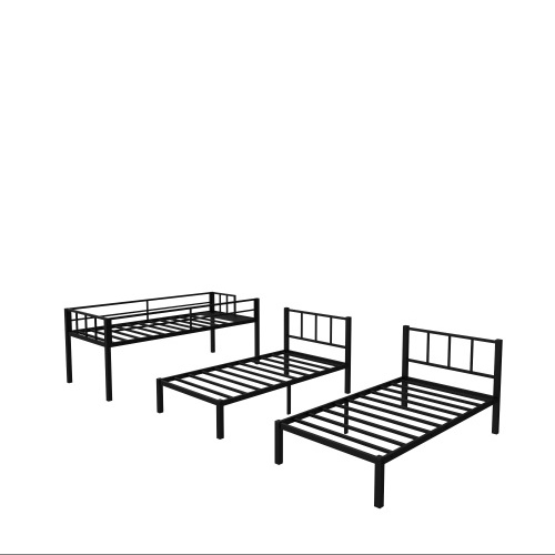 Twin Over Twin Twin Bunk Beds For 3, Twin XL Over Twin Twin Bunk Bed Metal Triple Bunk Bed, Black - Image 6