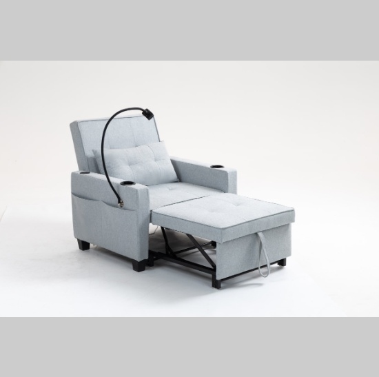 Futon Chair Bed Convertible Chair 3-in-1 Pull Out Sleeper Chair Beds With USB Ports,Wear-resistant And Anti-scratch, Armchair Bed Sleeper For Living Room,Grey. - Image 4