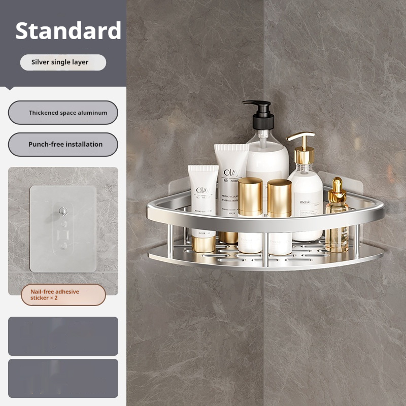 Toilet Corner Punch-free Space Aluminum Shelf - Image 2