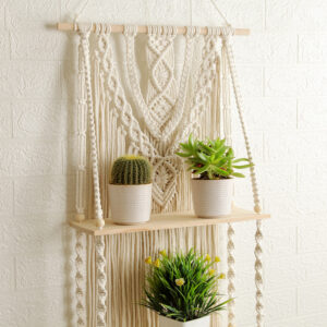 Hand-Woven Thread Bedside Tapestry Two-Layer Shelf Shelf On Bedroom Wall