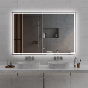 Modern LED Smart Mirror Bathroom Mirror, Front Lit & Back Lit With 3 Color Adjustable, Memory Function, Anti-Fog, Time Mode Control