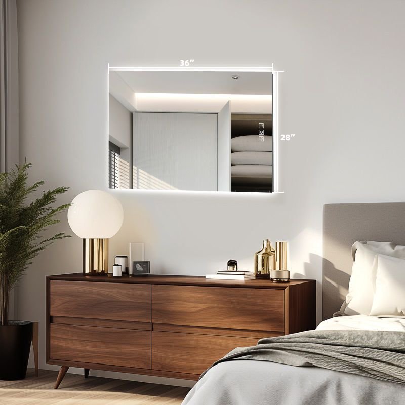 LED Bathroom Mirror Bright Backlight, 5 Mins Defog, Full HD Reflected Wall Mounted Vanity Mirror, 3 Colors Stepless Dimmable, CRI90, Memory Function, Anti-Fog - Image 8