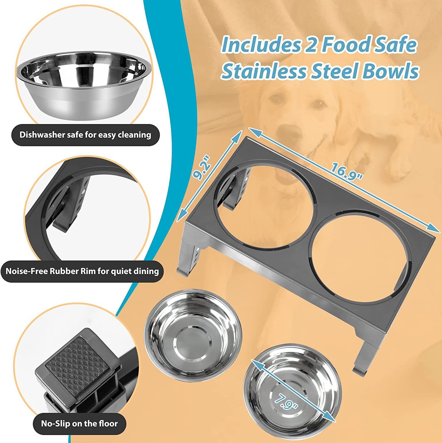 Pet Feeder Slow Feeding Bowl Lifting Dog Bowl Rack Neck Protection - Image 7
