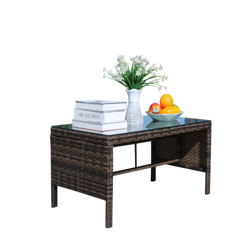 Outdoor Patio Furniture 1 Coffee Table With Clear Tempered Glass - Image 8