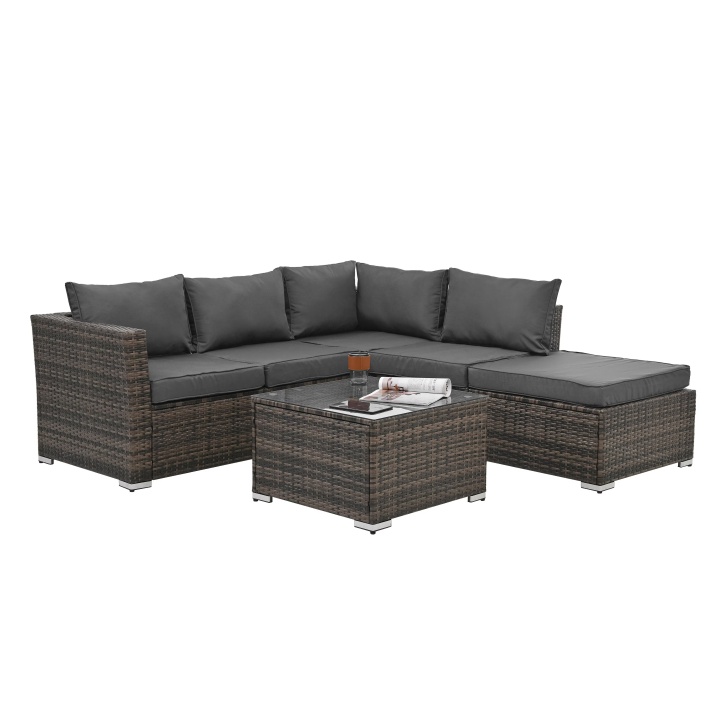 Patio Furniture, Outdoor Furniture, Seasonal PE Wicker Furniture, 4 Set Wicker Furniture With Tempered Glass Coffee Table - Image 6