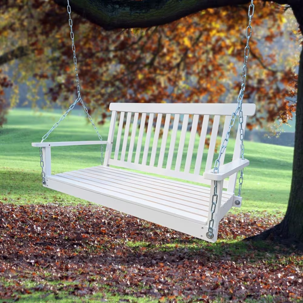Wooden Bench Swing With Chain - Image 9