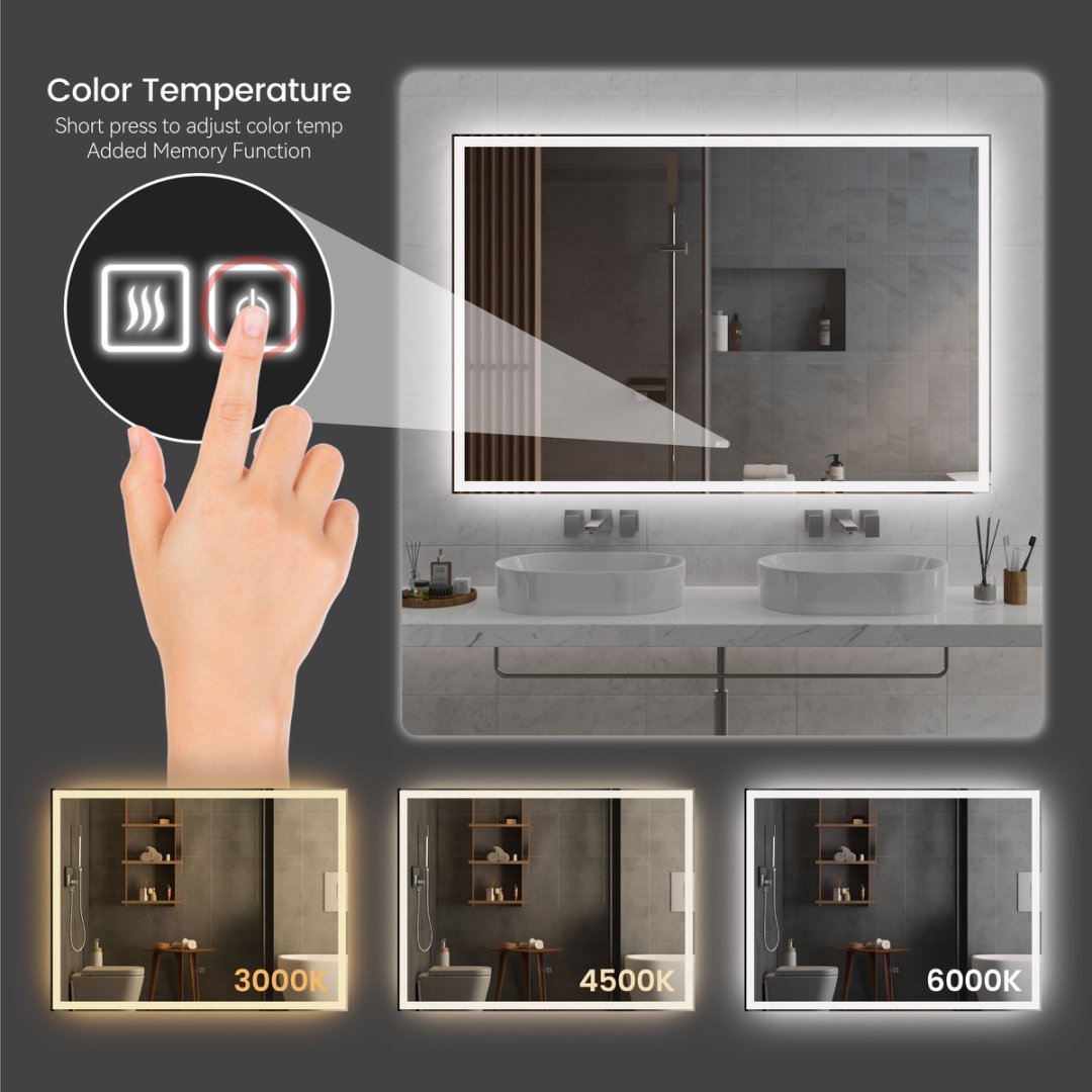Modern LED Smart Mirror Bathroom Mirror, Front Lit & Back Lit With 3 Color Adjustable, Memory Function, Anti-Fog, Time Mode Control - Image 4