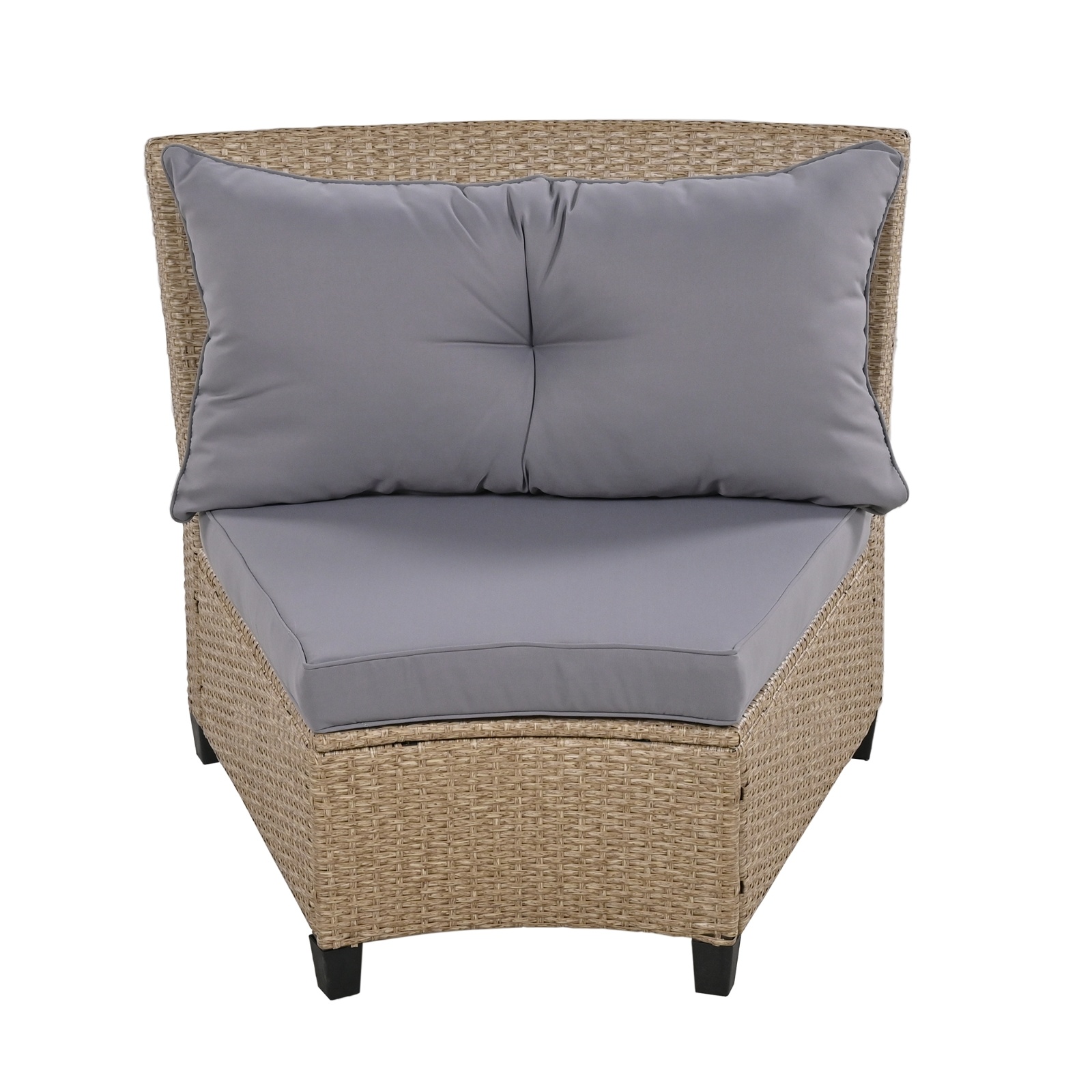 U Style 6-Person Fan-Shaped Rattan Set With Cushions Table - Image 2