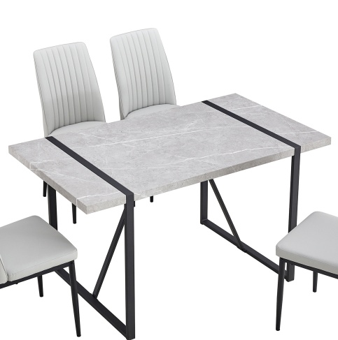 Modern Dining Table, 55 Inch Kitchen Table For 4 People, Rectangular Dinner Table For Dining Room, Home Office, Living Room Furniture, Easy Assembly, - Image 9