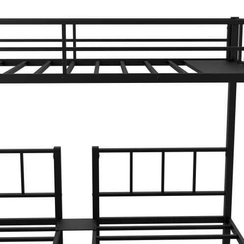 Twin Over Twin Twin Bunk Beds For 3, Twin XL Over Twin Twin Bunk Bed Metal Triple Bunk Bed, Black - Image 2