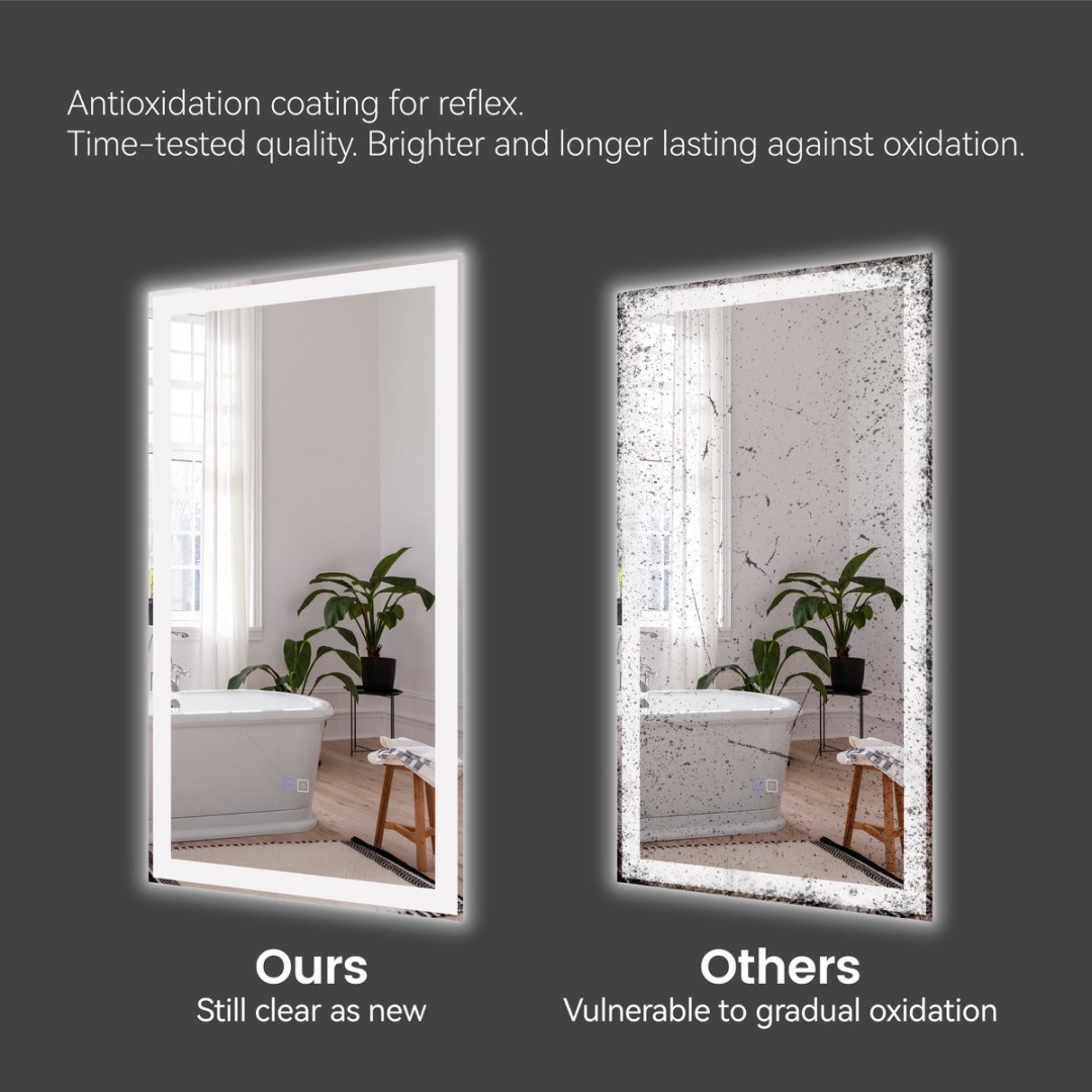 Modern LED Smart Mirror With Hiden Light Bathroom Mirror, Front Lit & Back Lit With 3 Color Adjustable, Memory Function, Anti-Fog, Time Mode Control - Image 7