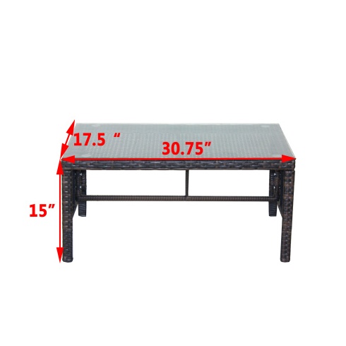 Outdoor Patio Furniture 1 Coffee Table With Clear Tempered Glass - Image 6