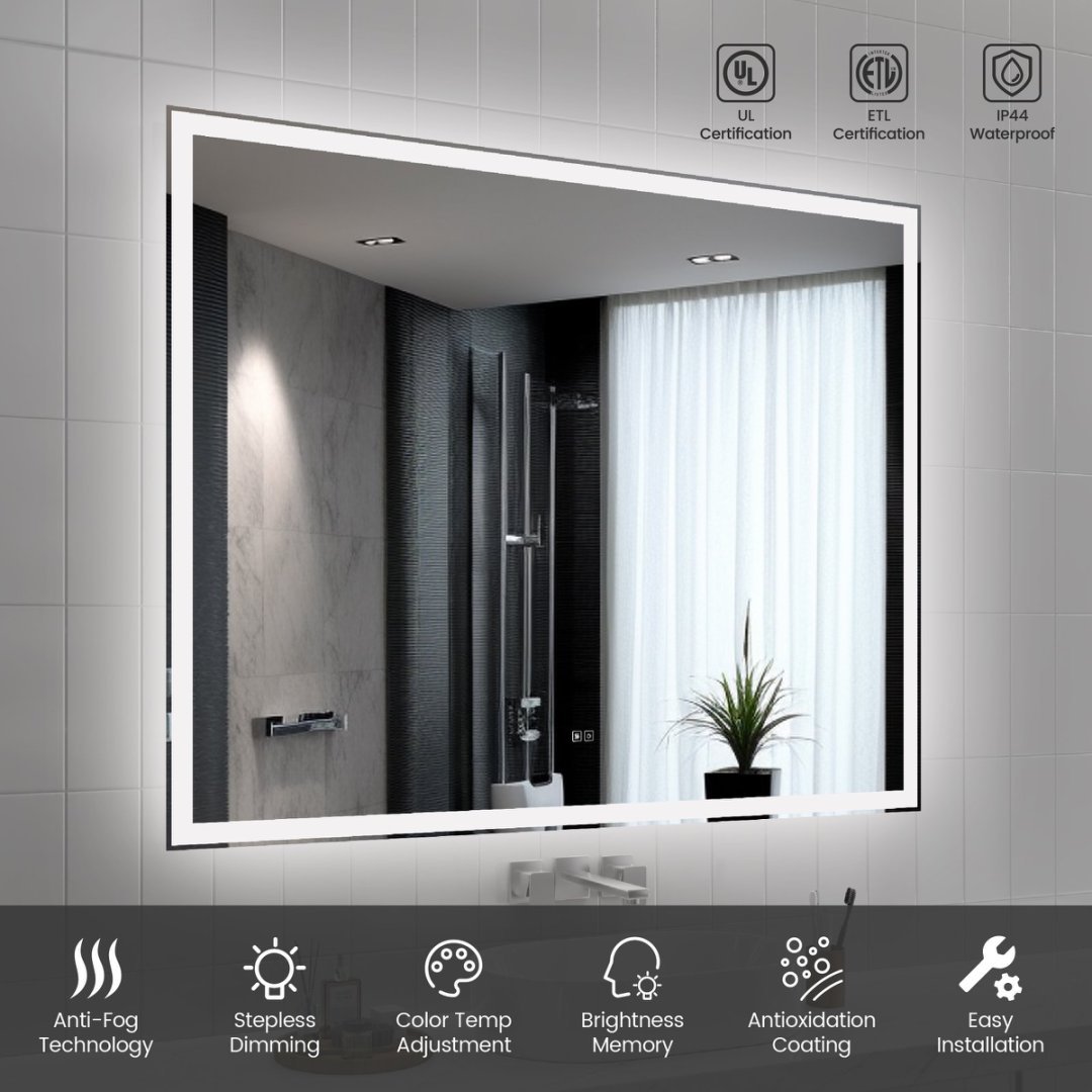 Modern LED Smart Mirror With Hiden Light Bathroom Mirror, Front Lit & Back Lit With 3 Color Adjustable, Memory Function, Anti-Fog, Time Mode Control - Image 9