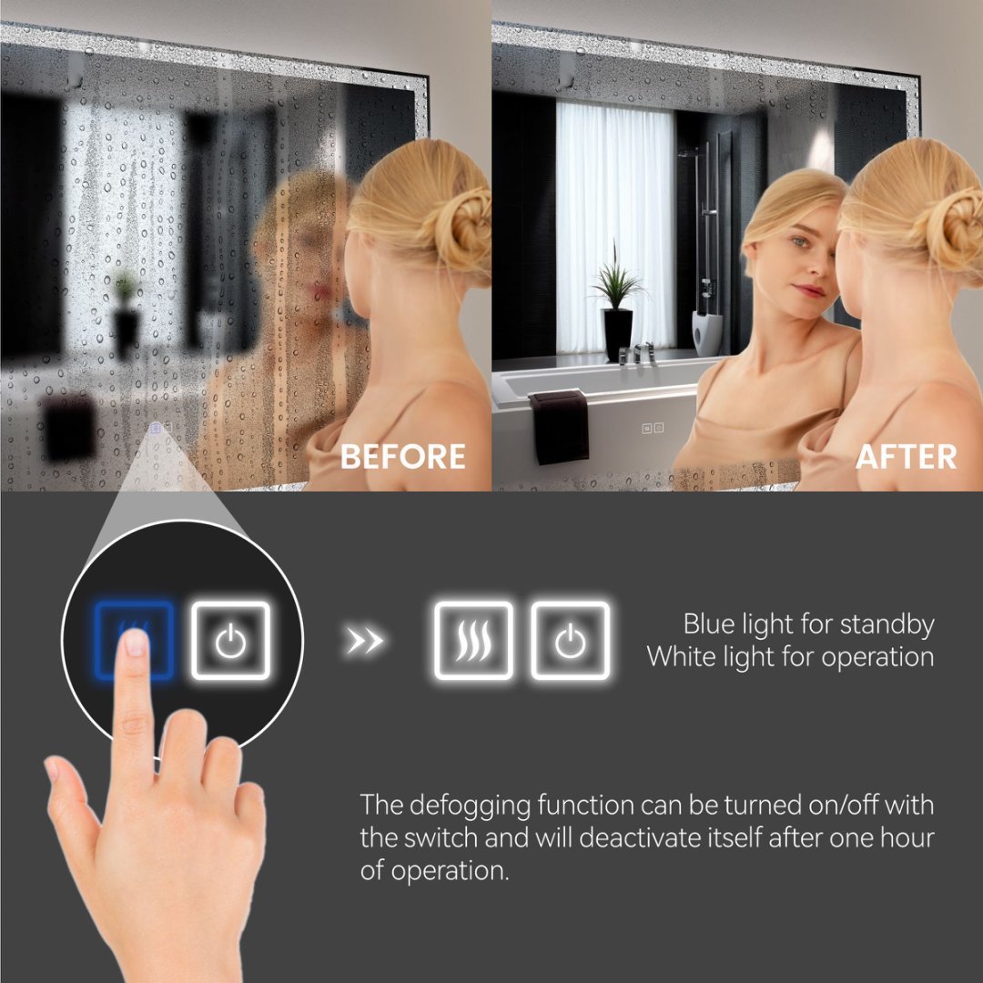 Modern LED Smart Mirror Bathroom Mirror, Front Lit & Back Lit With 3 Color Adjustable, Memory Function, Anti-Fog, Time Mode Control - Image 7