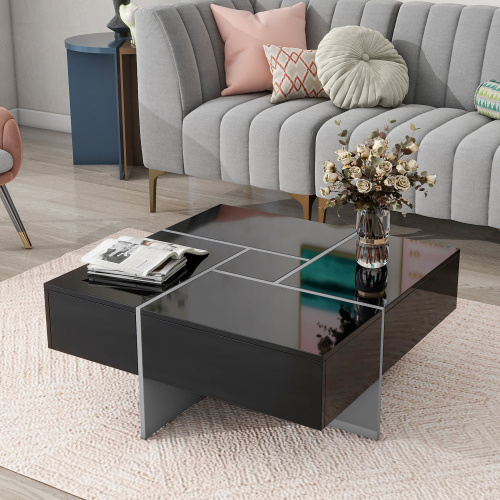 Unique Design Coffee Table With 4 Hidden Storage Compartments - Image 8