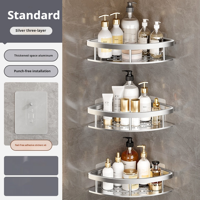 Toilet Corner Punch-free Space Aluminum Shelf - Image 8