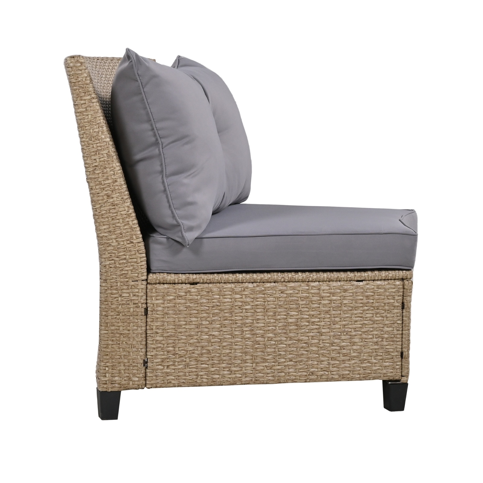 U Style 6-Person Fan-Shaped Rattan Set With Cushions Table - Image 6
