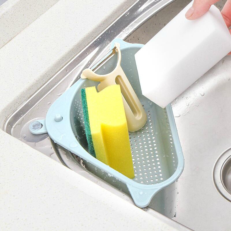 Kitchen Sink Multi-function Triangle Storage Rack Multi-purpose Dishwashing Sponge Drain Rack Storage Rack - Image 2