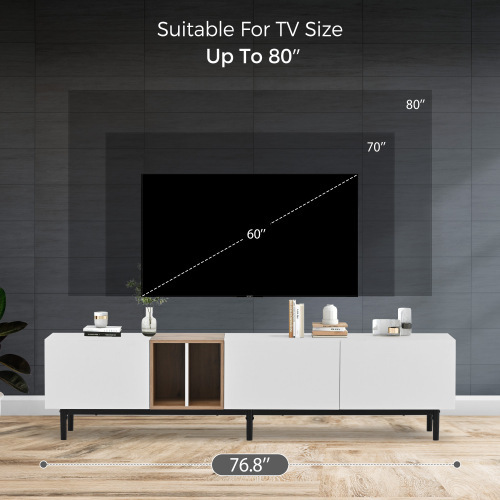 Odern TV Stand Suitable For 80 Inch TV With 3 Doors - Image 4