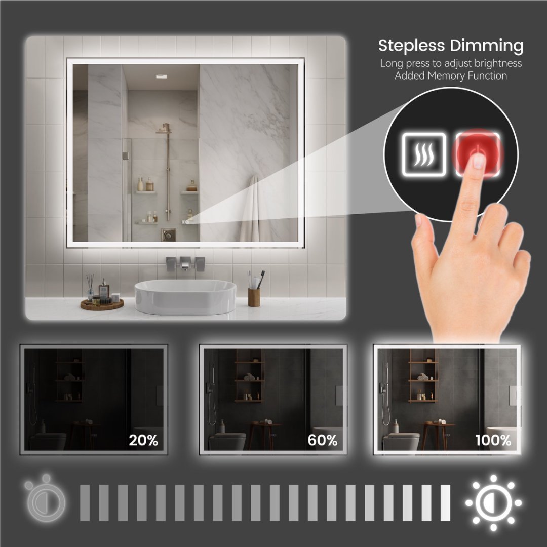 Modern LED Smart Mirror With Hiden Light Bathroom Mirror, Front Lit & Back Lit With 3 Color Adjustable, Memory Function, Anti-Fog, Time Mode Control - Image 2