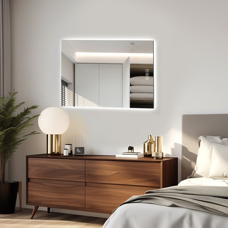 LED Bathroom Mirror Bright Backlight, 5 Mins Defog, Full HD Reflected Wall Mounted Vanity Mirror, 3 Colors Stepless Dimmable, CRI90, Memory Function, Anti-Fog - Image 4