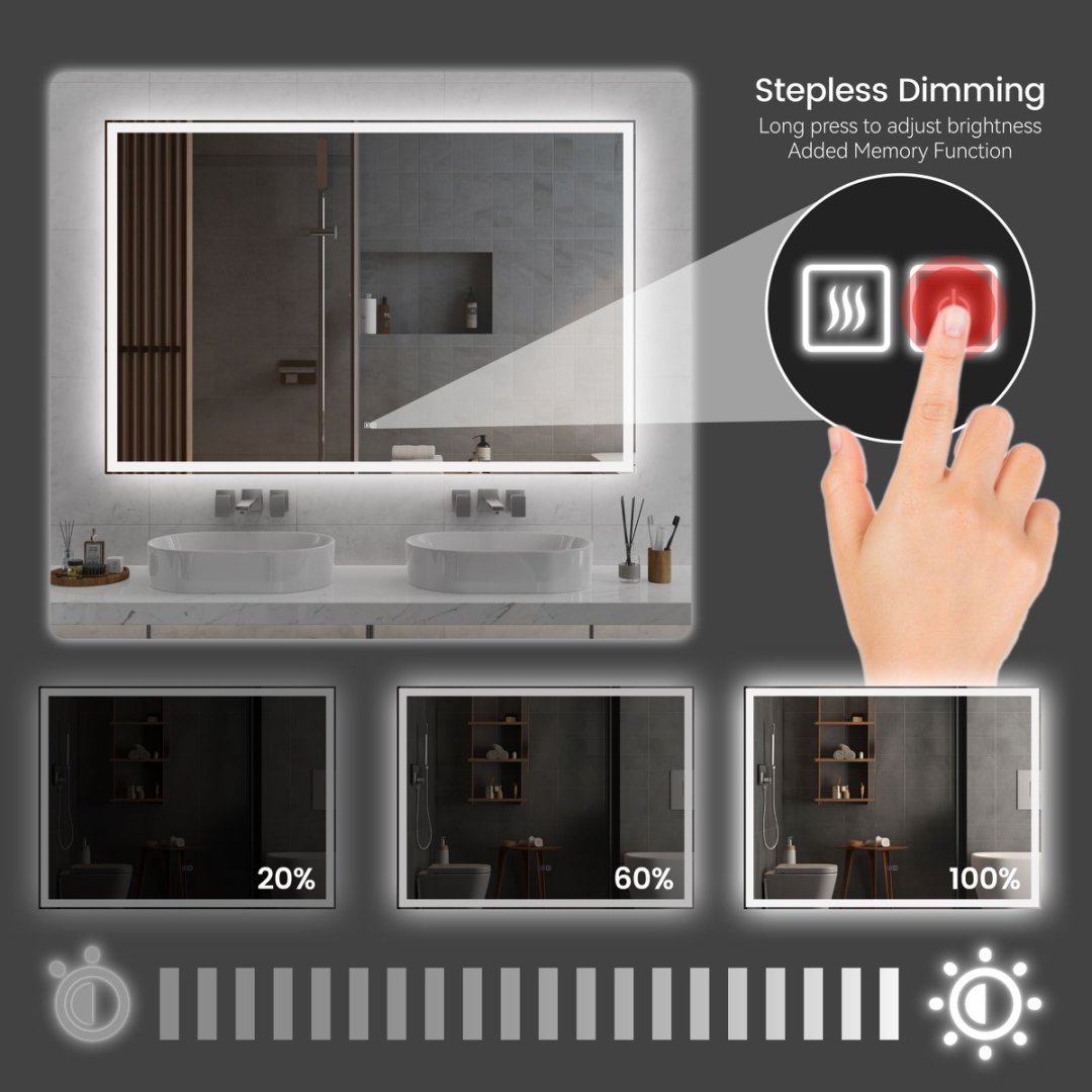 Modern LED Smart Mirror Bathroom Mirror, Front Lit & Back Lit With 3 Color Adjustable, Memory Function, Anti-Fog, Time Mode Control - Image 9