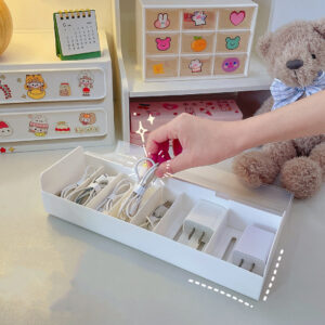 Simple Desktop Data Cable Charger Organize Storage Box
