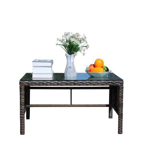 Outdoor Patio Furniture 1 Coffee Table With Clear Tempered Glass - Image 2