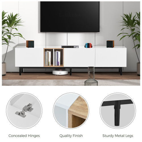 Odern TV Stand Suitable For 80 Inch TV With 3 Doors - Image 5