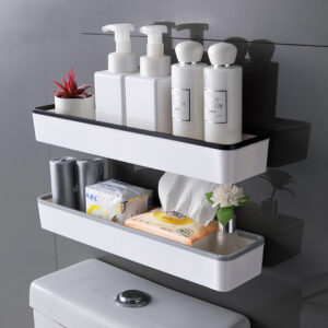 Perforation-free Multifunctional Toilet Shelf