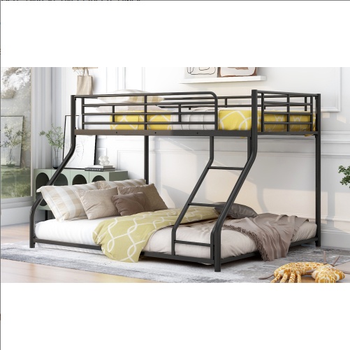 Metal Floor Bunk Bed, Twin XL Over Queen, Black - Image 5