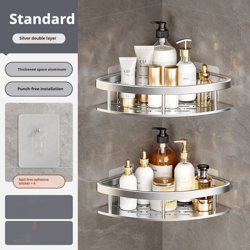 Toilet Corner Punch-free Space Aluminum Shelf - Image 3