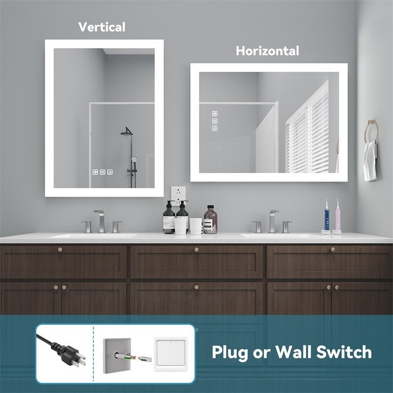 LED Bathroom Mirror Bright Front Side Light, 5 Mins Defog, Full HD Reflected, 3 Colors Dimmable, Wall Mounted - Image 7