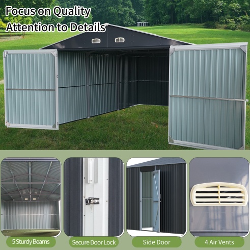 Spacious Outdoor Storage Shed This 13 20FT Outdoor Storage Shed Offers A Generous 250 Square Feet Of Floor Space, Perfect For Storing Trucks, Cars, Large Tools, And Lawn Equipment. With Double Front - Image 6