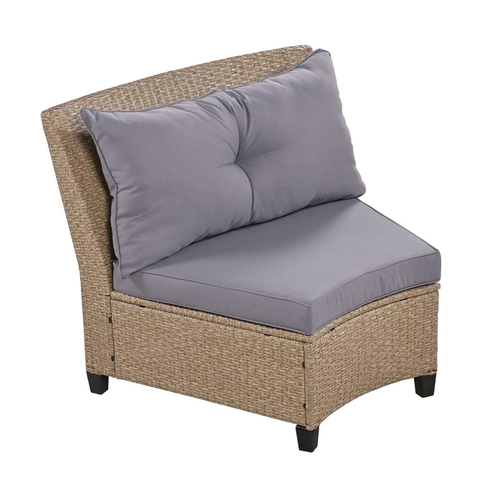U Style 6-Person Fan-Shaped Rattan Set With Cushions Table - Image 7