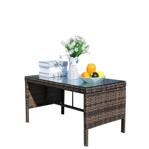 Outdoor Patio Furniture 1 Coffee Table With Clear Tempered Glass - Image 9