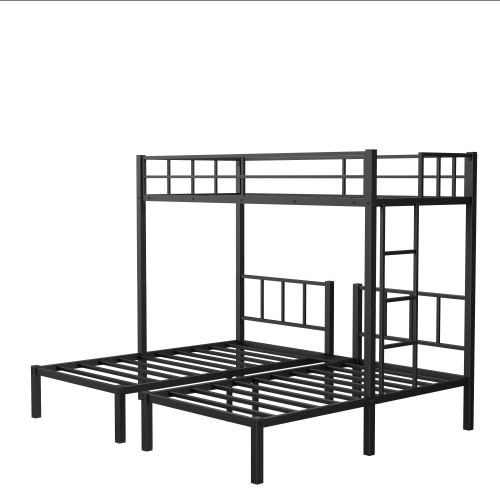 Twin Over Twin Twin Bunk Beds For 3, Twin XL Over Twin Twin Bunk Bed Metal Triple Bunk Bed, Black - Image 8