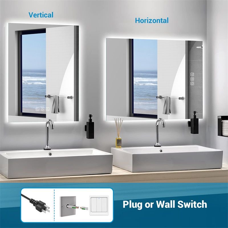 LED Bathroom Mirror Bright Backlight, 5 Mins Defog, Full HD Reflected Wall Mounted Vanity Mirror, 3 Colors Stepless Dimmable, CRI90, Memory Function, Anti-Fog - Image 5