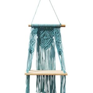 Macrame Wall Shelf Wood Floating Butterfly,Turquoise
